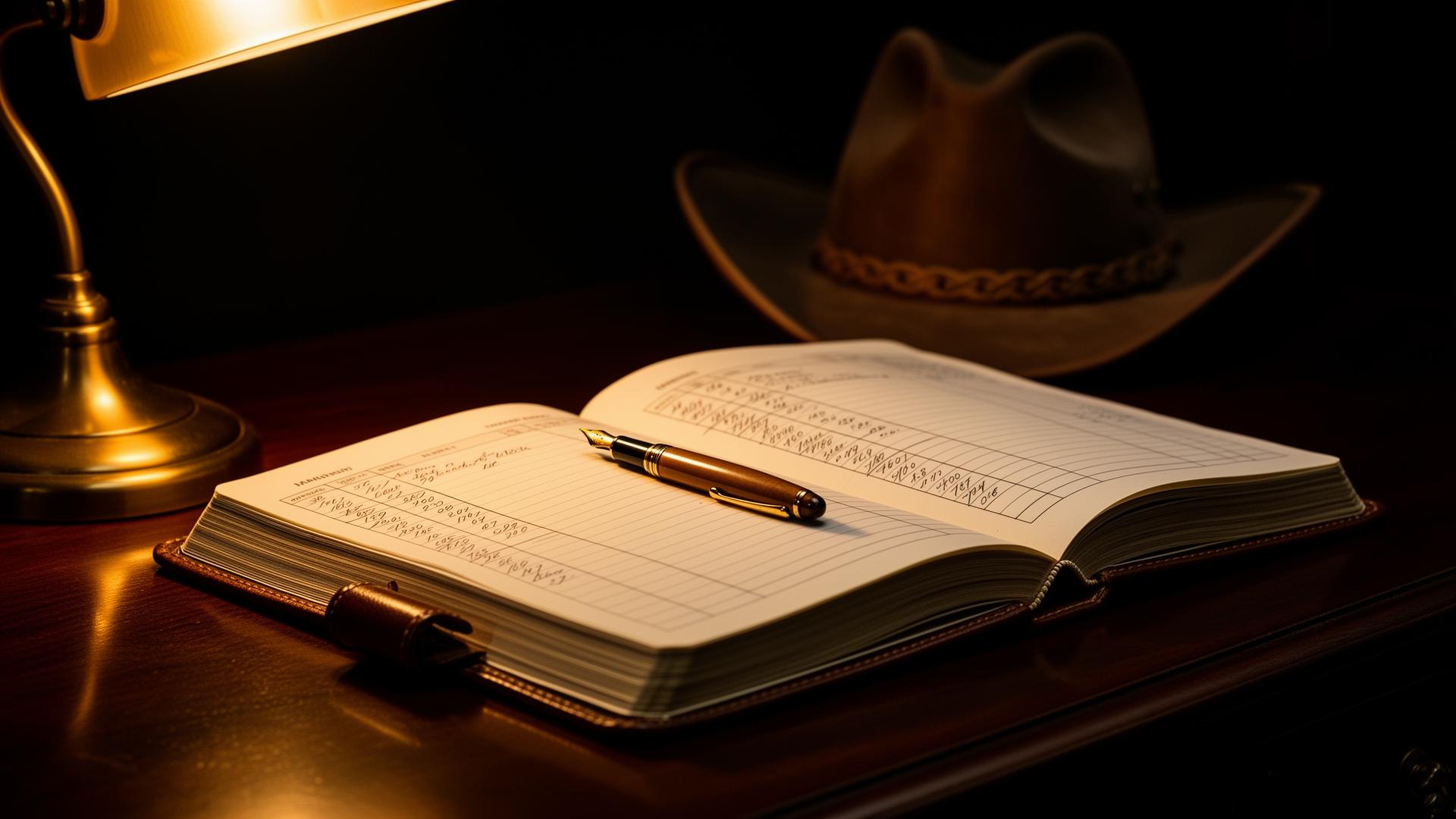 Ledger and pen